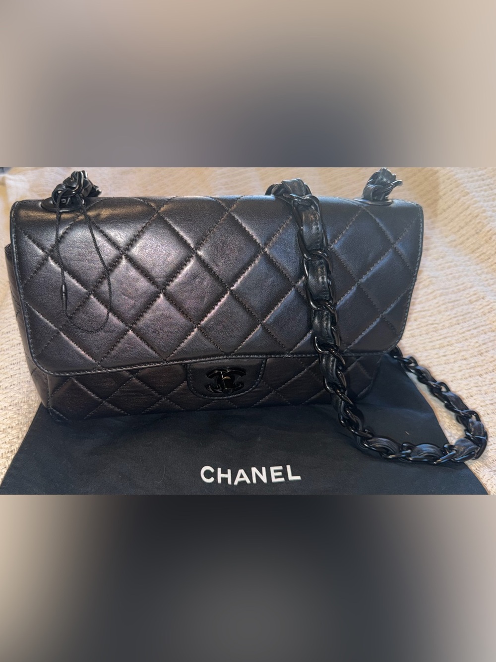Chanel SO BLACK Classic SINGLE Flap cc NEW UNUSED VINTAGE RARE COLLECTORS ITEM